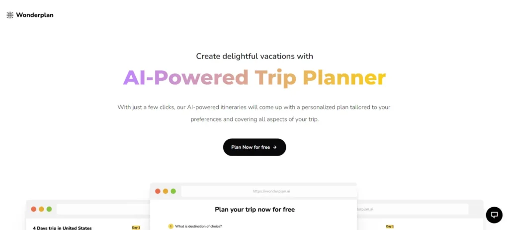 wonderplan.ai itinerary