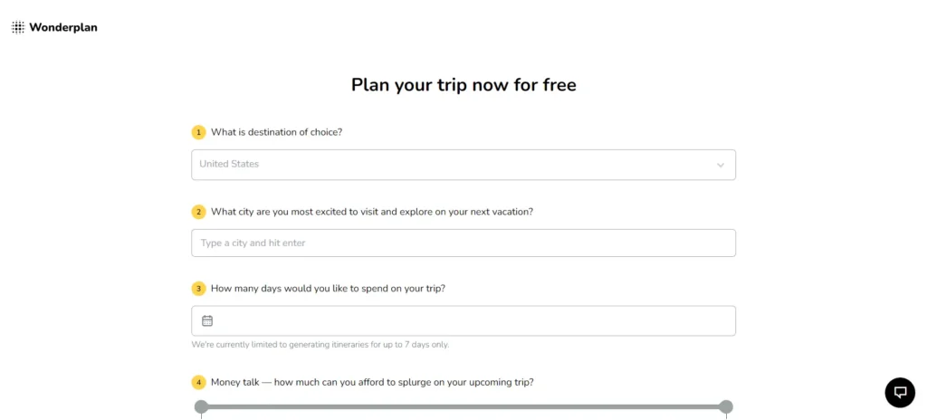 wonderplan ai itinerary