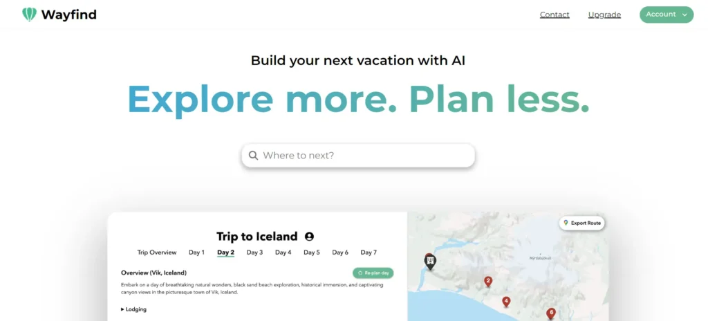 wayfind.live ai itinerary generator