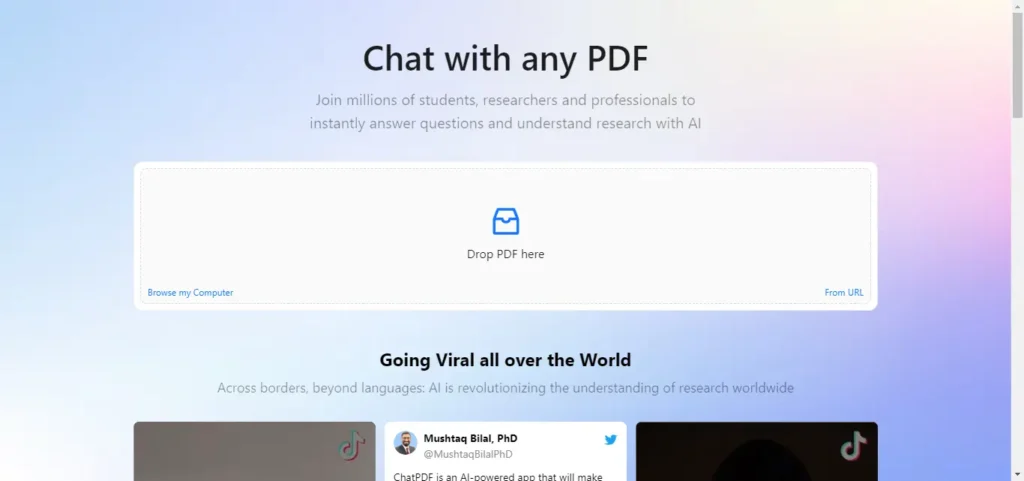 ChatPDF AI tool to chat with PDF files online